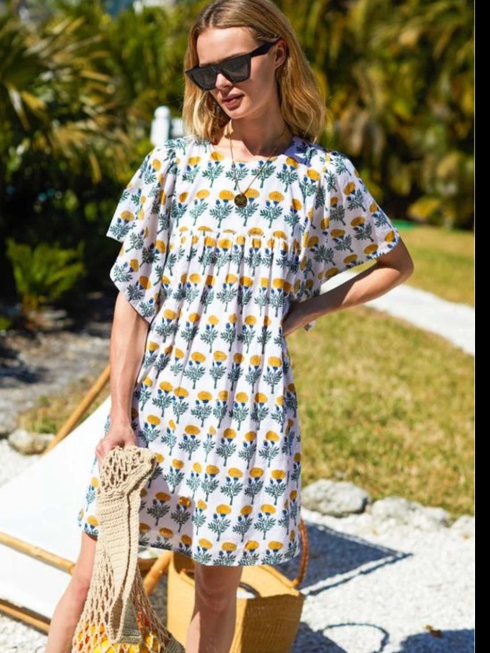Emerson Fry Organic Cotton Indian Collection Besalie Dress "Big Marigold" XS-M